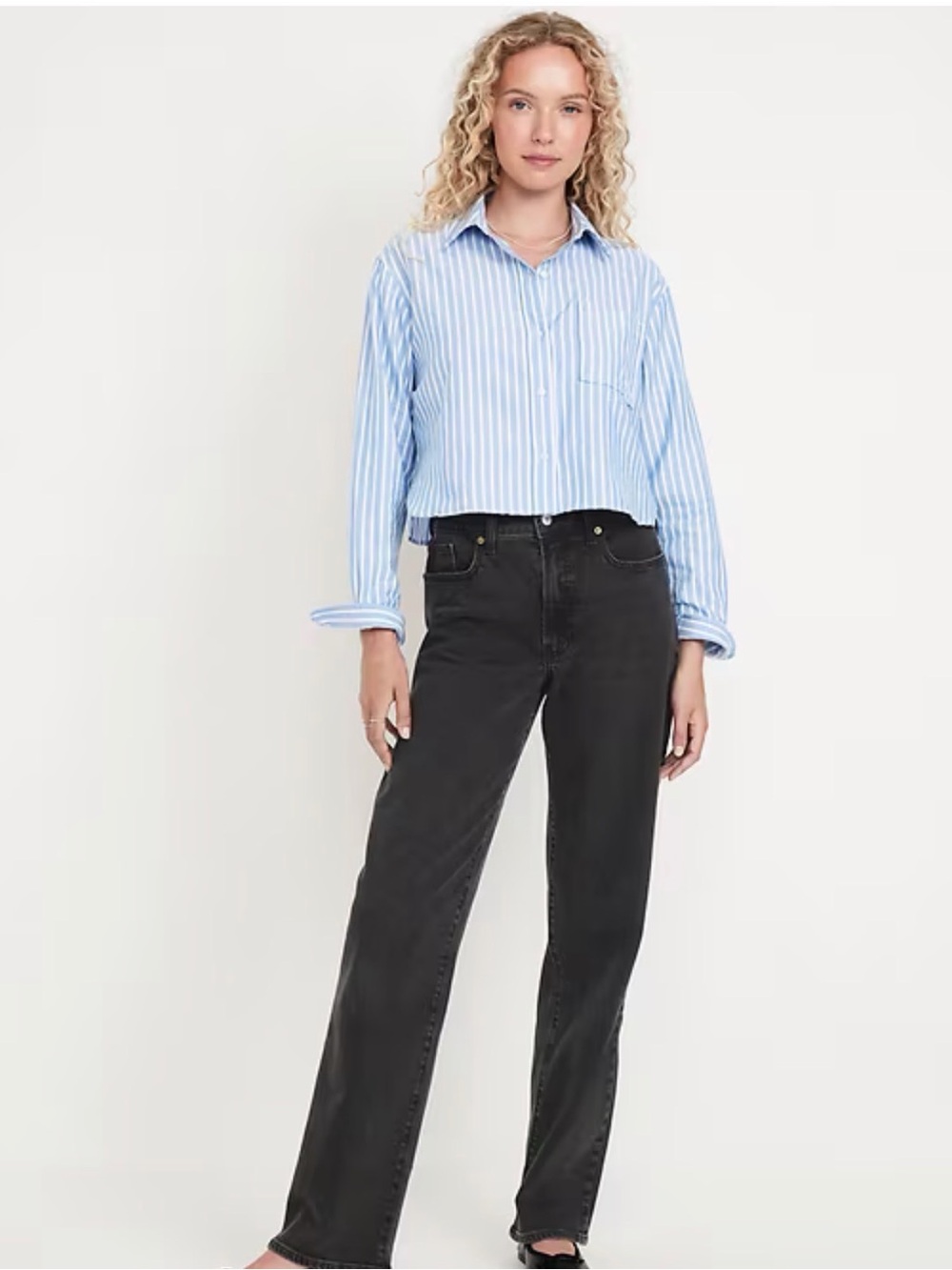 Old Navy O.G Loose High-Rise Straight Leg Women’s Jeans — Black